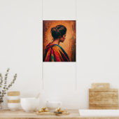 Eine Frau in einem mehrfarbigen Schawlposter Poster (Küche)