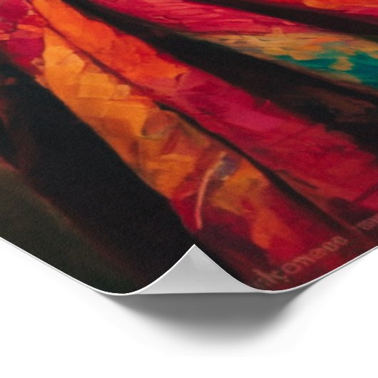 Eine Frau in einem mehrfarbigen Schawlposter Poster (Ecke)