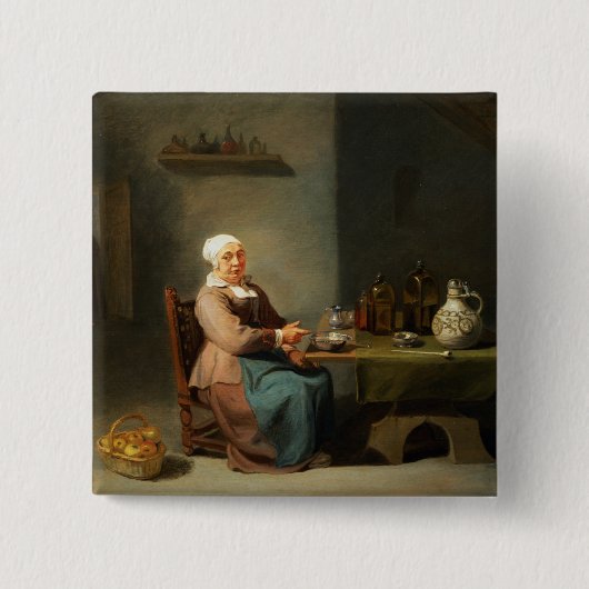 Eine Frau in einer Küche Button (Vorderseite)