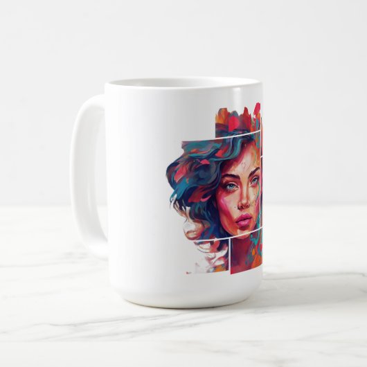 Eine Frau in Farbe im Viereckigen Rahmen Kunst  Kaffeetasse (Vorderseite Links)