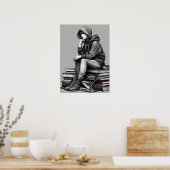 "Eine Frau in Rot, allein" Poster (Küche)