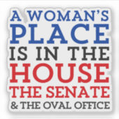 Eine Frau ist im Haus. Aufkleber (Vorderseite)