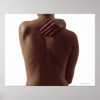 Eine Frau ist rückwärts nackt und eine Hand reicht Poster
