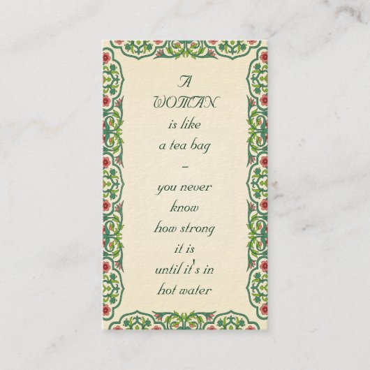 EINE FRAU ist wie ein Teebeutel - Sie können nie Visitenkarte (Vorderseite)