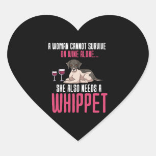 Eine Frau kann allein auf Wein nicht überleben Herz-Aufkleber