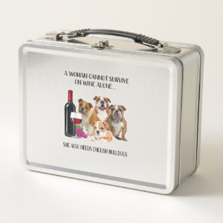 Eine Frau kann allein auf Wein nicht überleben, we Metall Brotdose