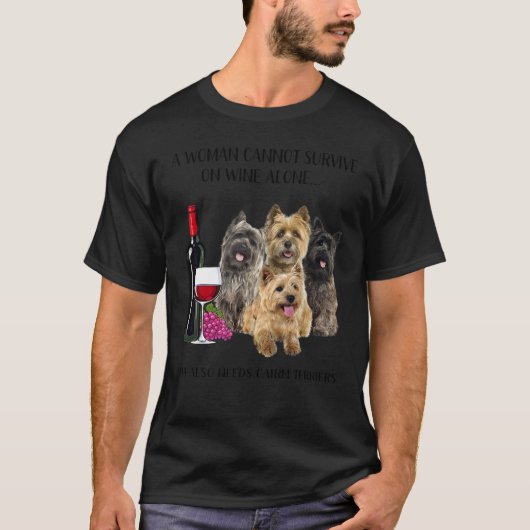 Eine Frau kann nicht allein auf Wein überleben T-Shirt (Vorderseite)