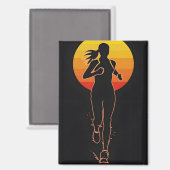 Eine Frau läuft und trainiert Magnet (Vorderseite/Rückseite)