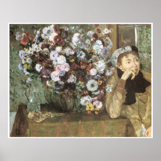 Eine Frau mit Chrysanthemen, Edgar Degas. Poster (Vorne)