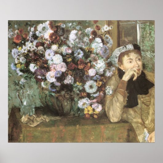 Eine Frau mit Chrysanthemen von Edgar Degas Poster (Vorne)