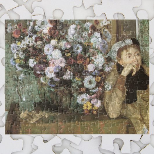 Eine Frau mit Chrysanthemen von Edgar Degas Puzzle