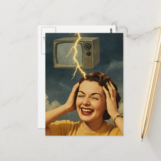 Eine Frau mit einem elektrisierenden, surrealen De Postkarte (Vorderseite/Rückseite Beispiel)