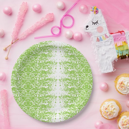 Eine Frau mit einem grauen Pullover und einer Bril Pappteller (Party)