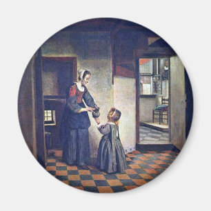 Eine Frau mit einem Kind in einem Pantry. [1] Magnet