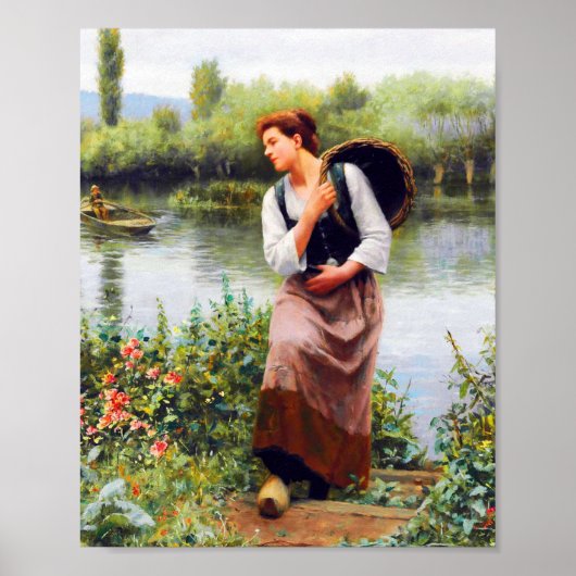 Eine Frau mit einem Korb von Daniel Ridgway Knight Poster (Vorne)