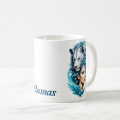 eine Frau mit einem majestätischen Löwenkopf zu be Kaffeetasse (VorderseiteRechts)