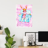 Eine Frau mit einem Samurai-Helm Poster (Heimbüro)