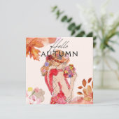 Eine Frau mit einem Strauß an Herbstfarben Einladung (Stehend Vorderseite)