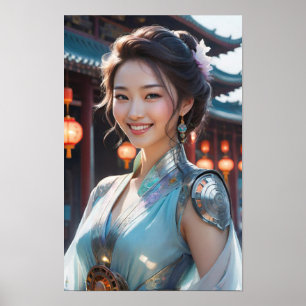 Eine Frau mit einem zarten blauen Gewand Poster