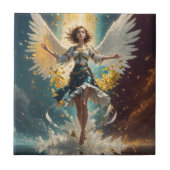eine Frau mit Flügeln, die in der Luft aufsteigen Fliese (Vorderseite)