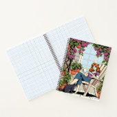 Eine Frau mit Kaffee, Katze und Pflanze Notizblock (Innenseite)