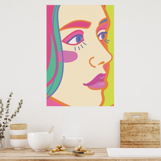 eine Frau mit leuchtendem Make-up. Poster (Küche)