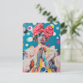 Eine Frau mit Punkten im Bow-Modestil Collage Postkarte (Stehend Vorderseite)
