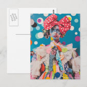 Eine Frau mit Punkten im Bow-Modestil Collage Postkarte (Vorne/Hinten)