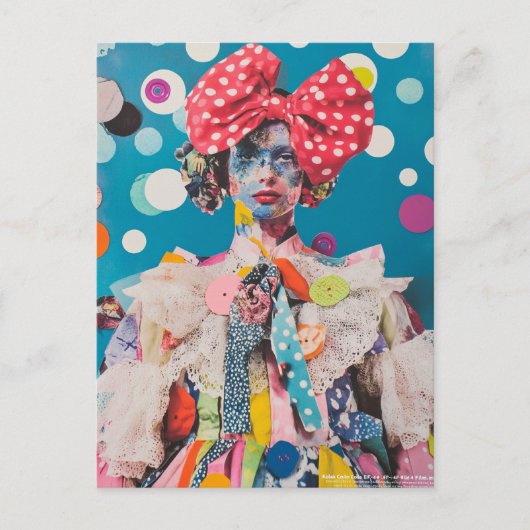 Eine Frau mit Punkten im Bow-Modestil Collage Postkarte (Vorderseite)