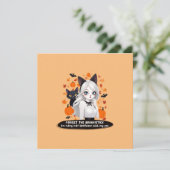 Eine Frau mit schwarzer Katze. Einladung (Stehend Vorderseite)