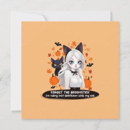 Eine Frau mit schwarzer Katze. Einladung
