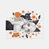 Eine Frau mit schwarzer Katze. Fleecedecke (Vorderseite (Horizontal))