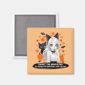 Eine Frau mit schwarzer Katze. Magnet (Vorderseite/Rückseite)