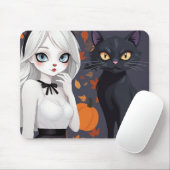 Eine Frau mit schwarzer Katze. Mousepad (Mit Mouse)