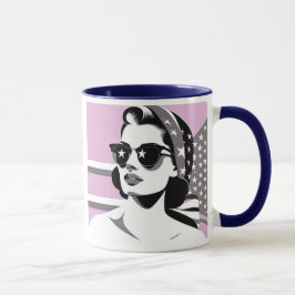 Eine Frau mit Sternbrille. Tasse