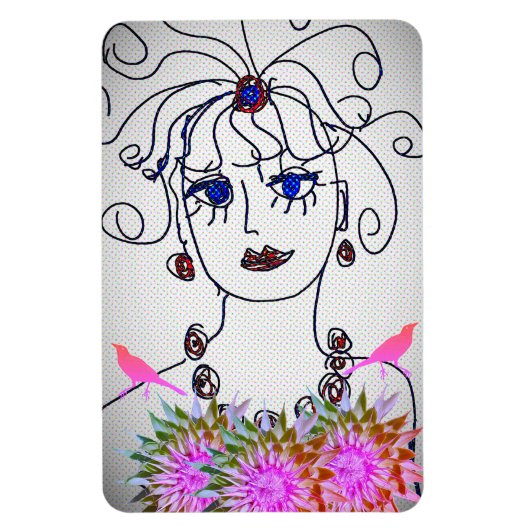 Eine Frau mit Vögeln Magnet (Vertikal)
