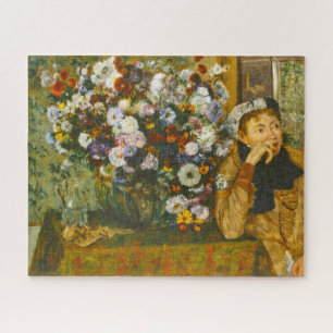 Eine Frau neben einer Blumenvase sitzend Degas 186 Puzzle