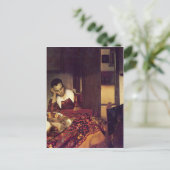 Eine Frau schläft bei Johannes Vermeer Postkarte (Stehend Vorderseite)