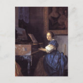 Eine Frau sitzt auf der Jungfrau Postkarte (Vorderseite)