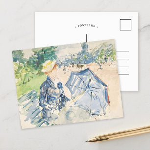 Eine Frau sitzt auf einer Bank Berthe Morisot Postkarte