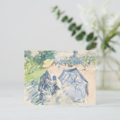 Eine Frau sitzt auf einer Bank | Berthe Morisot Postkarte (Stehend Vorderseite)