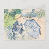 Eine Frau sitzt auf einer Bank | Berthe Morisot Postkarte (Vorderseite)