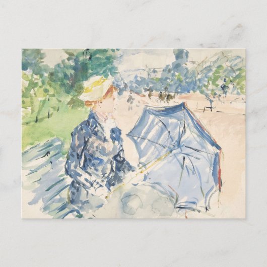 Eine Frau sitzt auf einer Bank | Berthe Morisot Postkarte (Vorderseite)