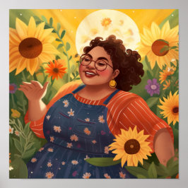 Eine Frau Stärke und Freude am Mondlichtgarten Poster