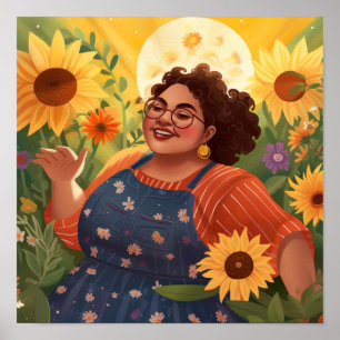 Eine Frau Stärke und Freude am Mondlichtgarten Poster