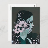 Eine Frau und Blume Abstrakte Collage Postkarte (Vorne/Hinten)