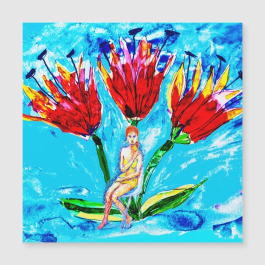 Eine Frau und Blume Magnetkarte (Vorderseite)