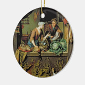 Eine Frau und ein Fisch-Hausierer, 1713 (Öl auf Keramikornament (Links)