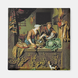 Eine Frau und ein Fisch-Hausierer, 1713 (Öl auf Magnet