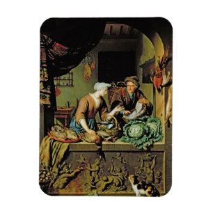 Eine Frau und ein Fisch-Hausierer, 1713 (Öl auf Magnet